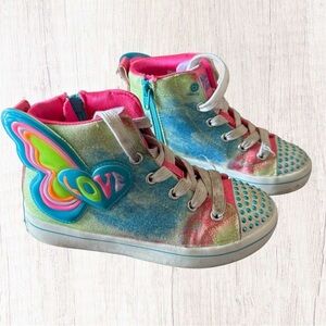 Skechers Twinkle Toes High Tops Neon Rainbow Sneakers Tennis Shoes Size 13.5